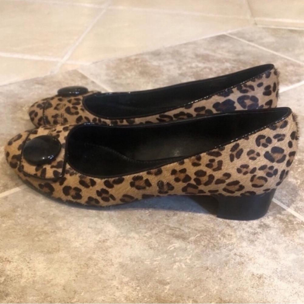 Franco Sarto leopard fur & leather kitten heels 6